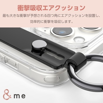 iPhone15 Pro ケース ハイブリッド 衝撃吸収 カメラレンズ保護設計 リング付 &me エレコム