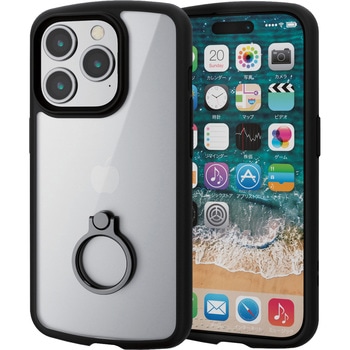 iPhone15 Pro ケース ハイブリッド 衝撃吸収 軽量 薄型 リング付 TOUGH SLIM LITE エレコム