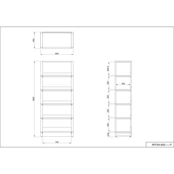 RFFSH-805NA-WF リスムシェルフ W800 5段 1台 アール・エフ・ヤマカワ