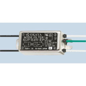 岡谷電機産業 EMIフィルタ，電源ラインフィルタ，ノイズフィルタ 10mA 3GΩ UL 1283 岡谷電機産業