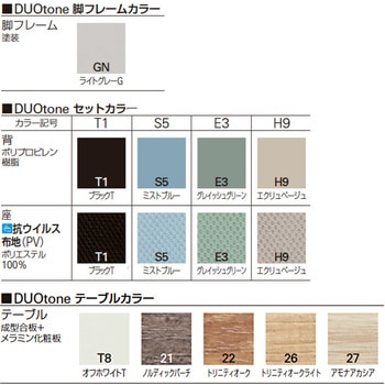 オリカチェア テーブル付ネスティングタイプ DUOtoneセットカラー：GN＜配送時組立サービス付＞ イトーキ