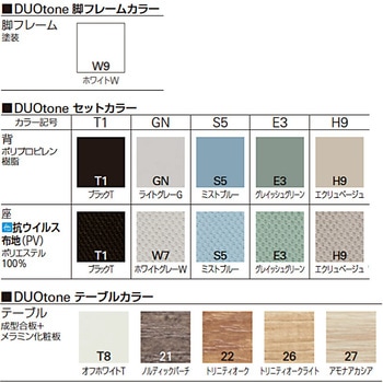 オリカチェア テーブル付ネスティングタイプ DUOtoneセットカラー：W9＜配送時組立サービス付＞ イトーキ