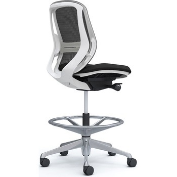 シルフィー 肘なし 背メッシュ ロー ハイチェア ホワイトボディ ハンガー無 ランバー付 アルミ脚 オカムラ(岡村製作所)