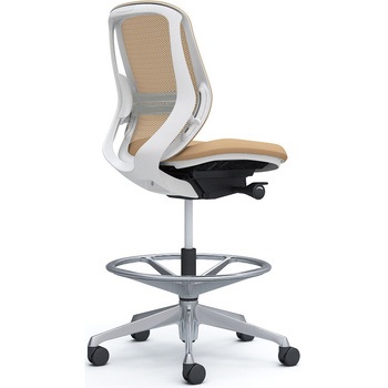 シルフィー 肘なし 背メッシュ ロー ハイチェア ホワイトボディ ハンガー無 ランバー付 アルミ脚 オカムラ(岡村製作所)