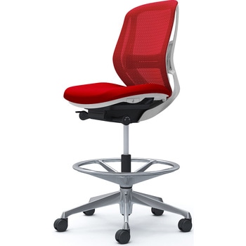 シルフィー 肘なし 背メッシュ ロー ハイチェア ホワイトボディ ハンガー無 ランバー付 アルミ脚 オカムラ(岡村製作所)