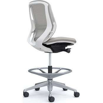 シルフィー 肘なし 背メッシュ ロー ハイチェア ホワイトボディ ハンガー無 ランバー付 アルミ脚 オカムラ(岡村製作所)