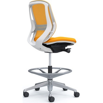シルフィー 肘なし 背メッシュ ロー ハイチェア ホワイトボディ ハンガー無 ランバー付 アルミ脚 オカムラ(岡村製作所)
