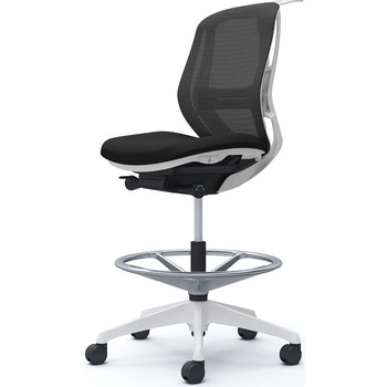 シルフィー 肘なし 背メッシュ ロー ハイチェア ホワイトボディ ハンガー付 ランバー付 樹脂脚 オカムラ(岡村製作所)