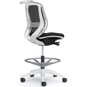 シルフィー 肘なし 背メッシュ ロー ハイチェア ホワイトボディ ハンガー付 ランバー付 樹脂脚 オカムラ(岡村製作所)