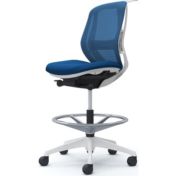 シルフィー 肘なし 背メッシュ ロー ハイチェア ホワイトボディ ハンガー付 ランバー付 樹脂脚 オカムラ(岡村製作所)