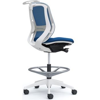 シルフィー 肘なし 背メッシュ ロー ハイチェア ホワイトボディ ハンガー付 ランバー付 樹脂脚 オカムラ(岡村製作所)