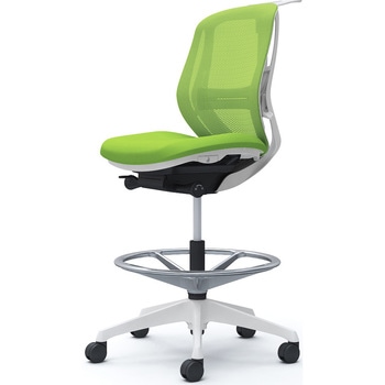 シルフィー 肘なし 背メッシュ ロー ハイチェア ホワイトボディ ハンガー付 ランバー付 樹脂脚 オカムラ(岡村製作所)