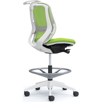 シルフィー 肘なし 背メッシュ ロー ハイチェア ホワイトボディ ハンガー付 ランバー付 樹脂脚 オカムラ(岡村製作所)