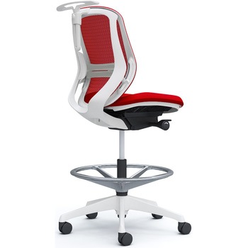 シルフィー 肘なし 背メッシュ ロー ハイチェア ホワイトボディ ハンガー付 ランバー付 樹脂脚 オカムラ(岡村製作所)