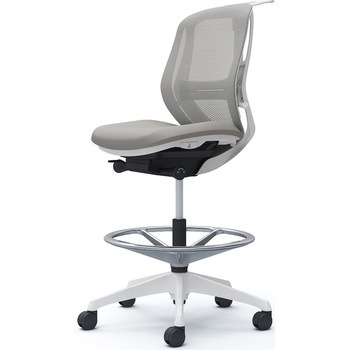 シルフィー 肘なし 背メッシュ ロー ハイチェア ホワイトボディ ハンガー付 ランバー付 樹脂脚 オカムラ(岡村製作所)