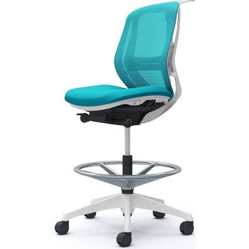 シルフィー 肘なし 背メッシュ ロー ハイチェア ホワイトボディ ハンガー付 ランバー付 樹脂脚 オカムラ(岡村製作所)