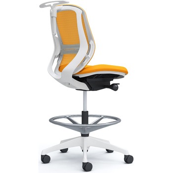 シルフィー 肘なし 背メッシュ ロー ハイチェア ホワイトボディ ハンガー付 ランバー付 樹脂脚 オカムラ(岡村製作所)