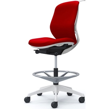 シルフィー 肘なし 背クッション ロー ハイチェア ホワイトボディ ハンガー付 ランバー無 樹脂脚 オカムラ(岡村製作所)