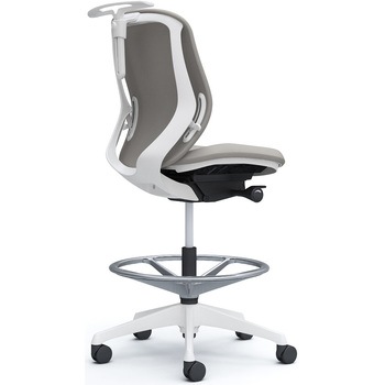 シルフィー 肘なし 背クッション ロー ハイチェア ホワイトボディ ハンガー付 ランバー無 樹脂脚 オカムラ(岡村製作所)