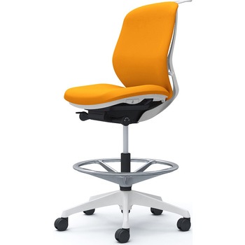 シルフィー 肘なし 背クッション ロー ハイチェア ホワイトボディ ハンガー付 ランバー無 樹脂脚 オカムラ(岡村製作所)