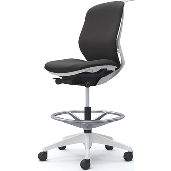 シルフィー 肘なし 背クッション ロー ハイチェア ホワイトボディ ハンガー付 ランバー無 樹脂脚 オカムラ(岡村製作所)