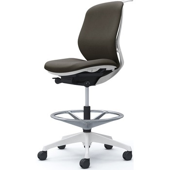 シルフィー 肘なし 背クッション ロー ハイチェア ホワイトボディ ハンガー付 ランバー無 樹脂脚 オカムラ(岡村製作所)