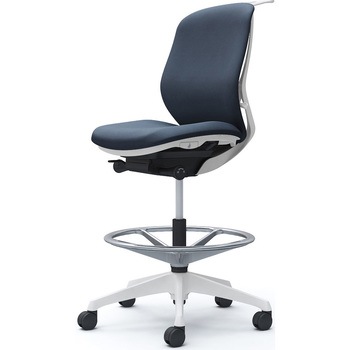 シルフィー 肘なし 背クッション ロー ハイチェア ホワイトボディ ハンガー付 ランバー無 樹脂脚 オカムラ(岡村製作所)