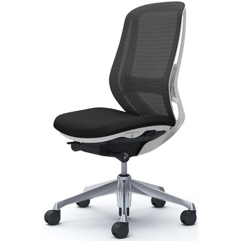 シルフィー 肘なし 背メッシュ ハイ ホワイトボディ ハンガー無 ランバー有 アルミ脚 - オカムラ(岡村製作所)