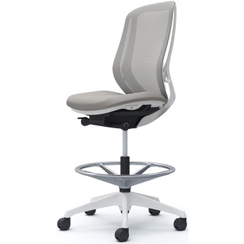 シルフィー 肘なし 背メッシュ ハイ ハイチェア ホワイトボディ ハンガー無 ランバー無 樹脂脚 オカムラ(岡村製作所)