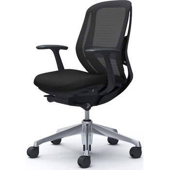 シルフィー 固定肘 背メッシュ ロー ブラックボディ ハンガー無 ランバー有 アルミ脚 - オカムラ(岡村製作所)