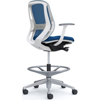 シルフィー 固定肘 背メッシュ ロー ハイチェア ホワイトボディ ハンガー無 ランバー付 アルミ脚 - オカムラ(岡村製作所)