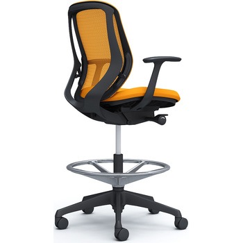 シルフィー 固定肘 背メッシュ ロー ハイチェア ブラックボディ ハンガー無 ランバー無 樹脂脚 オカムラ(岡村製作所)