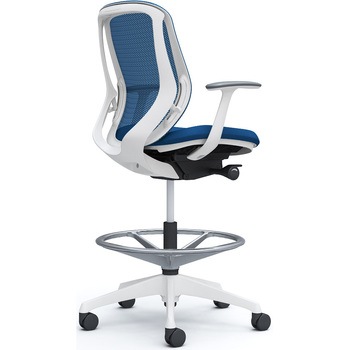 シルフィー 固定肘 背メッシュ ロー ハイチェア ホワイトボディ ハンガー無 ランバー無 樹脂脚 - オカムラ(岡村製作所)