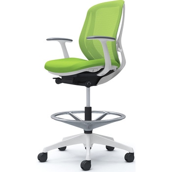 シルフィー 固定肘 背メッシュ ロー ハイチェア ホワイトボディ ハンガー無 ランバー無 樹脂脚 - オカムラ(岡村製作所)