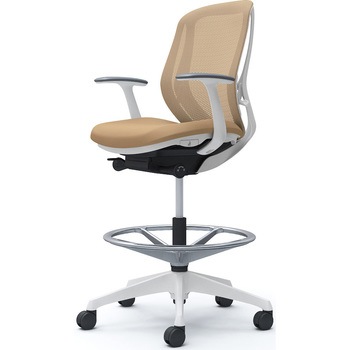 シルフィー 固定肘 背メッシュ ロー ハイチェア ホワイトボディ ハンガー無 ランバー無 樹脂脚 - オカムラ(岡村製作所)