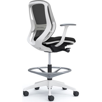 シルフィー 固定肘 背メッシュ ロー ハイチェア ホワイトボディ ハンガー無 ランバー付 樹脂脚 オカムラ(岡村製作所)