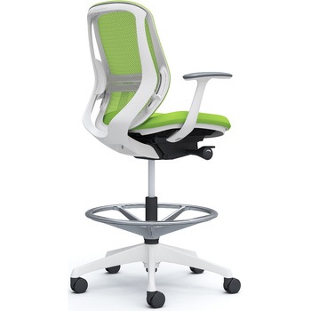 シルフィー 固定肘 背メッシュ ロー ハイチェア ホワイトボディ ハンガー無 ランバー付 樹脂脚 オカムラ(岡村製作所)