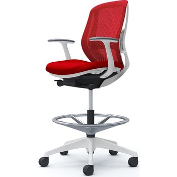 シルフィー 固定肘 背メッシュ ロー ハイチェア ホワイトボディ ハンガー無 ランバー付 樹脂脚 オカムラ(岡村製作所)