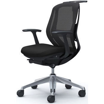 シルフィー 固定肘 背メッシュ ロー ブラックボディ ハンガー有 ランバー有 アルミ脚 オカムラ(岡村製作所)