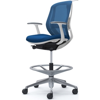 シルフィー 固定肘 背メッシュ ロー ハイチェア ホワイトボディ ハンガー付 ランバー付 アルミ脚 オカムラ(岡村製作所)