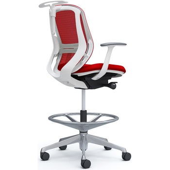 シルフィー 固定肘 背メッシュ ロー ハイチェア ホワイトボディ ハンガー付 ランバー付 アルミ脚 オカムラ(岡村製作所)