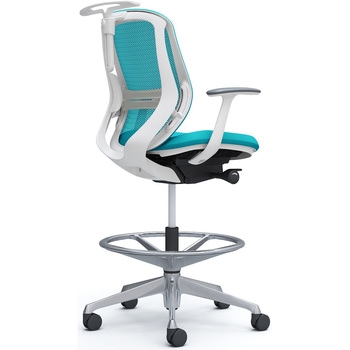 シルフィー 固定肘 背メッシュ ロー ハイチェア ホワイトボディ ハンガー付 ランバー付 アルミ脚 オカムラ(岡村製作所)