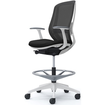 シルフィー 固定肘 背メッシュ ハイ ハイチェア ホワイトボディ ハンガー無 ランバー付 樹脂脚 オカムラ(岡村製作所)