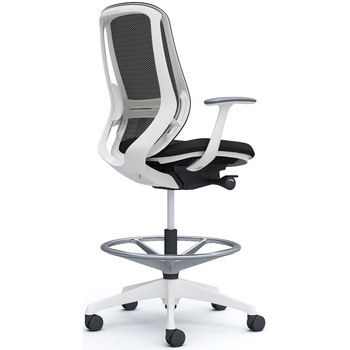 シルフィー 固定肘 背メッシュ ハイ ハイチェア ホワイトボディ ハンガー無 ランバー付 樹脂脚 オカムラ(岡村製作所)