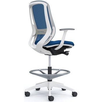 シルフィー 固定肘 背メッシュ ハイ ハイチェア ホワイトボディ ハンガー無 ランバー付 樹脂脚 オカムラ(岡村製作所)