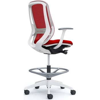 シルフィー 固定肘 背メッシュ ハイ ハイチェア ホワイトボディ ハンガー無 ランバー付 樹脂脚 オカムラ(岡村製作所)