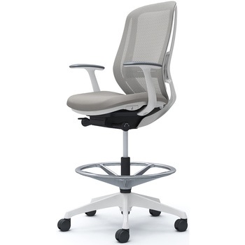 シルフィー 固定肘 背メッシュ ハイ ハイチェア ホワイトボディ ハンガー無 ランバー付 樹脂脚 オカムラ(岡村製作所)