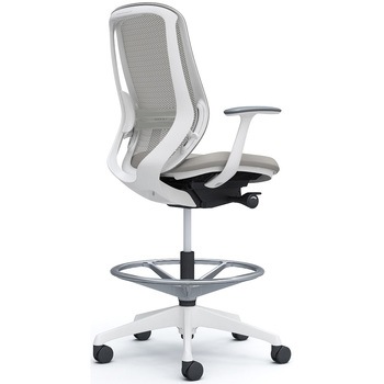 シルフィー 固定肘 背メッシュ ハイ ハイチェア ホワイトボディ ハンガー無 ランバー付 樹脂脚 オカムラ(岡村製作所)