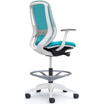 シルフィー 固定肘 背メッシュ ハイ ハイチェア ホワイトボディ ハンガー無 ランバー付 樹脂脚 オカムラ(岡村製作所)