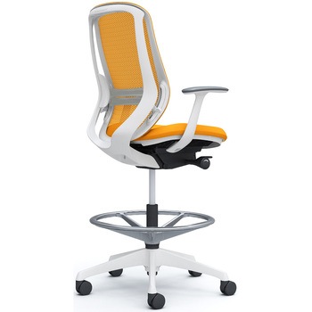 シルフィー 固定肘 背メッシュ ハイ ハイチェア ホワイトボディ ハンガー無 ランバー付 樹脂脚 オカムラ(岡村製作所)